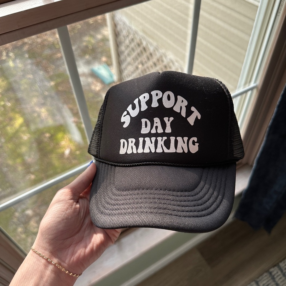 Black Trucker Hat with White Text